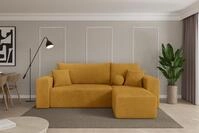 ALTDECOR Ecksofa mit Schlaffunktion und Bettkasten - SENO-L - 249x139x85 - Senfgelb -