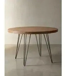 Design Esszimmertisch BAGLI rund &Oslash; 120 x 78 cm Sheesham Massiv-Holz, Landhaus