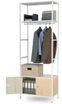B&uuml;roregal mit Kleiderstange, f&uuml;r Empfangsbereiche und Wartezimmer, aus Metall,