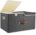 Aufbewahrungsbox mit Deckel und F&auml;chern, faltbar, waschbar, Stoff, 55x33x30...