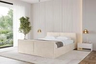 ALTDECOR Polsterbett mit Bettkasten - EMMI-Z-v1 - 140x200 - Beige - Bett mit Matratze