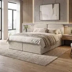 Beautysofa Boxspringbett LARS 140x200 cm Beige Komplett-Set mit Bonell H3...
