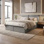 Beautysofa Boxspringbett LARS 140x200 cm Hellgrau Komplett-Set mit Bonell H3...
