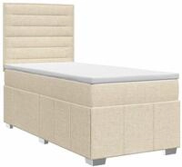 vidaXL Boxspringbett mit Matratze Creme 100 x 200 cm Stoff
