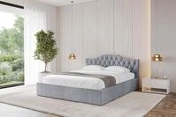 ALTDECOR Polsterbett mit Bettkasten - FALIO-v1 - 200x200 - Grau - Bett mit Matratze
