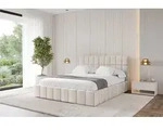 ALTDECOR Polsterbett mit Bettkasten - AMEA - 120x200 - Beige - Bett mit Matratze