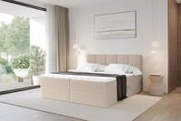 ALTDECOR Boxspringbett - H4 Matratze und Topper - FAMA - 180x200 - Dunkelbeige -