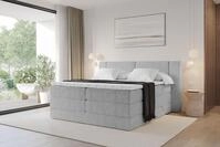 ALTDECOR Boxspringbett - H3/H4 Matratze und Topper - EVON KING - 200x200 - Grau -