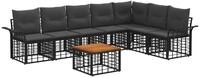 vidaXL Outdoor-Sofagarnitur 8 stk. Schwarz und Dunkelgrau Polyester - Schwarz