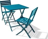 2-Sitzer-Garten-Essgruppe aus entenblauem Aluminium