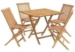 vidaXL 5-teiliges klappbares Garten-Bistro-Set Natur Massivholz Teak - Braun