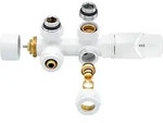 Anschlussgarnitur Mittelanschluss Heizk&ouml;rper Thermostat Multiblock Eck Wei&szlig; NEU -