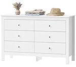 HOMCOM Kommode mit 6 Schubladen, Sideboard, 118 x 39,5 x 75,5 cm, Wei&szlig; - Wei&szlig;