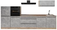 K&uuml;chenzeile Vicco R-Line Beton/Goldkraft Eiche 340 cm Arbeitsplatte Goldkraft Eiche,