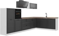 Eckk&uuml;che Vicco R-Line Anthrazit Landhaus/Wei&szlig; 347 x cm Arbeitsplatte Goldkraft