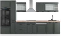 K&uuml;chenzeile Vicco R-Line Anthrazit Landhaus/Wei&szlig; 350 cm mit Hochschrank, AP Eiche,