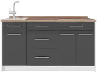 K&uuml;chenblock Vicco Fame-Line Anthrazit Hochglanz/Wei&szlig; 150 cm, AP Eiche, Model...