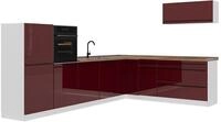 Eckk&uuml;che Vicco R-Line Rot Hochglanz/Wei&szlig; 327 x cm Arbeitsplatte Goldkraft Eiche,