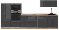K&uuml;chenzeile Vicco Fame-Line Anthrazit Hochglanz/Goldkraft Eiche 340 cm ohne