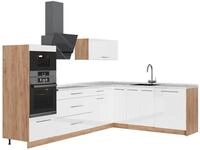 Eckk&uuml;che Vicco Fame-Line Wei&szlig; Hochglanz/Goldkraft Eiche 287 x 207 cm, AP...