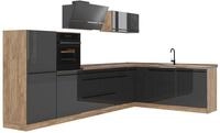 Eckk&uuml;che Vicco R-Line Anthrazit Hochglanz/Goldkraft Eiche 347 x cm Arbeitsplatte