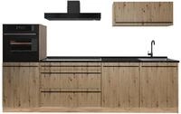 K&uuml;chenzeile Vicco R-Line Artisan-Eiche/Goldkraft Eiche 280 cm Arbeitsplatte