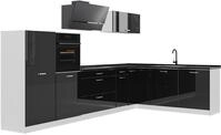 Eckk&uuml;che Vicco R-Line Schwarz Hochglanz/Wei&szlig; 347 x cm Arbeitsplatte Anthrazit,