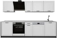 K&uuml;chenzeile Vicco R-Line Wei&szlig; Landhaus/Anthrazit 280 cm Arbeitsplatte Marmor, Model