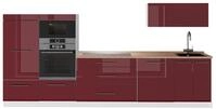 K&uuml;chenzeile Vicco Fame-Line Bordeaux Hochglanz/Wei&szlig; 340 cm, AP Eiche, Model...