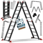 MASKO&reg; Leiter Aluminium 6in1 Mehrzweckleiter Anlegeleiter Steh- &...