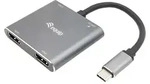 Equip USB-C 4-in-1 Dual-HDMI-Adapter, USB 3.0, 100W USB PD, Kabelgebunden, USB 3.2