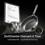 Edelstahlpfanne 24cm DiamondTitan-Keramikbeschichtung Antihaft Wabenpfanne...