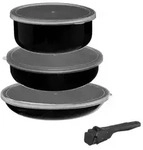 Kochtopf mit Deckel und abnehmbarem Griff - 7 Teile - Schwarz