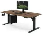 Ergonomischer, h&ouml;henverstellbarer Schreibtisch, anthrazit/Nussbaum: 160 x 80...