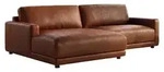 KAWOLA Sofa MARLIN Ecksofa Lederfaserstoff cognac Longchair links - Hellbraun