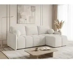 Ecksofa Nubo mit Schlaffunktion und Bettkasten - Boucl&eacute;-Stoff - L-Form Couch,