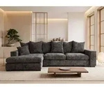 Ecksofa mit Schlaffunktion & Bettkasten &ndash; Anthrazit Chenille, Links &ndash;...
