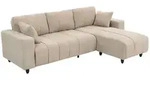 HOMCOM Ecksofa, 3 Sitzer Couch mit umkehrbarer Chaiselongue, Kissen, Beige -...