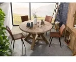 MASSIVMOEBEL24 Esstisch rund Teak 120x120x78 natur unbehandelt BASSANO #180
