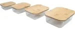 Frischhaltedose, Glas, 4er-Set - Transparent/Braun
