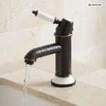 PaulGurkes Nostalgie Wasserhahn Einhandmischer schwarz Retro Waschtischbatterie