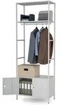 B&uuml;roregal mit Kleiderstange, f&uuml;r Empfangsbereiche und Wartezimmer, aus Metall,