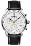 Zeppelin 9586-1 Herren-Armbanduhr Barcelona Chronograph mit Lederband - Wei&szlig;