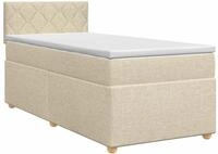 vidaXL Boxspringbett mit Matratze mit Kopfteil Creme 90 x 200 cm Stoff