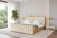 ALTDECOR Polsterbett mit Bettkasten - ENZO4-Z - 140x200 - Beige - Bett mit Matratze