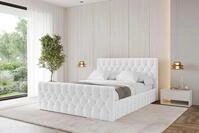 ALTDECOR Polsterbett mit Bettkasten - LARO-Z - 180x200 - Wei&szlig; - Bett mit Kopfteil