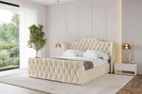 ALTDECOR Polsterbett mit Bettkasten - ZORAN-Z - 120x200 - Beige - Bett mit Matratze