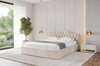 ALTDECOR Polsterbett mit Bettkasten - FALIO-v1 - 200x200 - Beige - Bett ohne