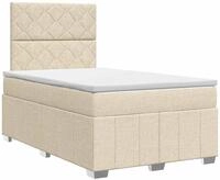vidaXL Boxspringbett mit Matratze Creme 120 x 190 cm Stoff