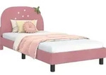 vidaXL Kinderbettgestell mit Kopfteil Rosa 90 x 190 cm Samt - Rosa